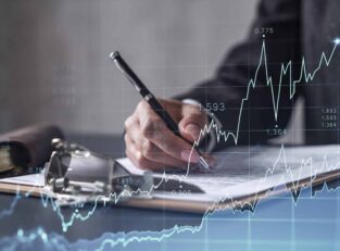 African American businesswoman in formal wear is signing the contract to invest money in stock market. Internet trading and wealth management. Forex and financial hologram chart.
