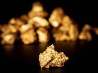 Gold concept, close-up of large gold nuggets