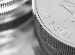 Macro Close up of a Silver Canadian Maple Leaf Bullion Coin