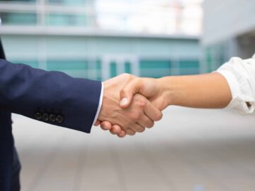 Closeup shot of business handshake.